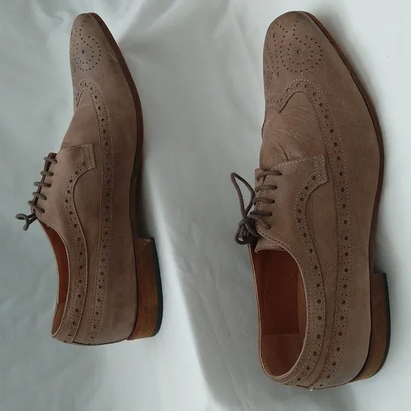 Vero cuoio made in Italy men's leather lace up light brown dress shoes Sz 42
