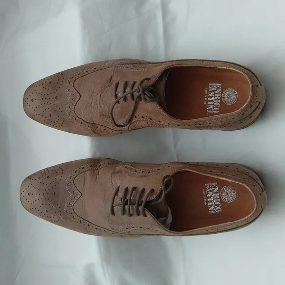 Vero cuoio made in Italy men's leather lace up light brown dress shoes Sz 42