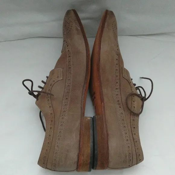 Vero cuoio made in Italy men's leather lace up light brown dress shoes Sz 42