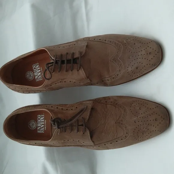 Vero cuoio made in Italy men's leather lace up light brown dress shoes Sz 42