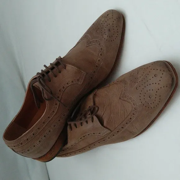 Vero cuoio made in Italy men's leather lace up light brown dress shoes Sz 42