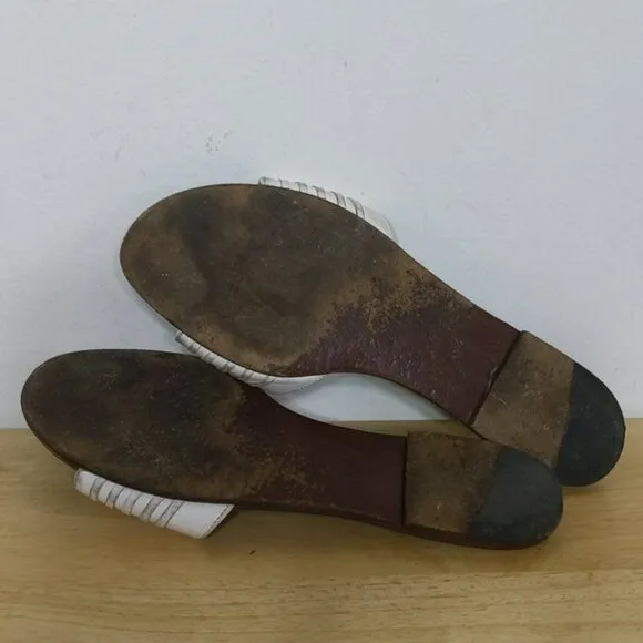 Veronica Beard Leather White Strap Sandals Shoes