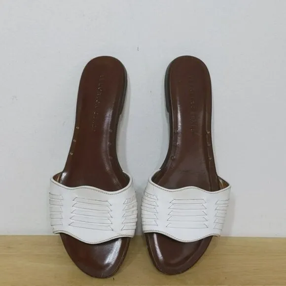Veronica Beard Leather White Strap Sandals Shoes