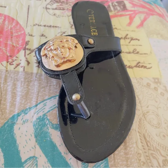 Versace Black and Gold Women's Sandals