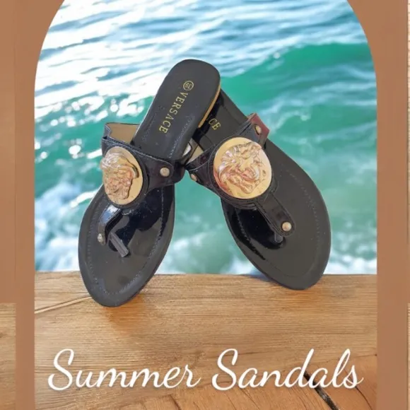 Versace Black and Gold Women's Sandals