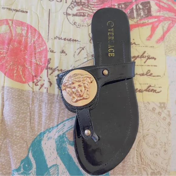 Versace Black and Gold Women's Sandals