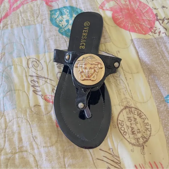 Versace Black and Gold Women's Sandals