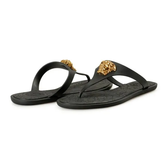 Versace Women's Gold Medusa Head Rubber Sandals Flip Flop Shoes US 5 IT 35