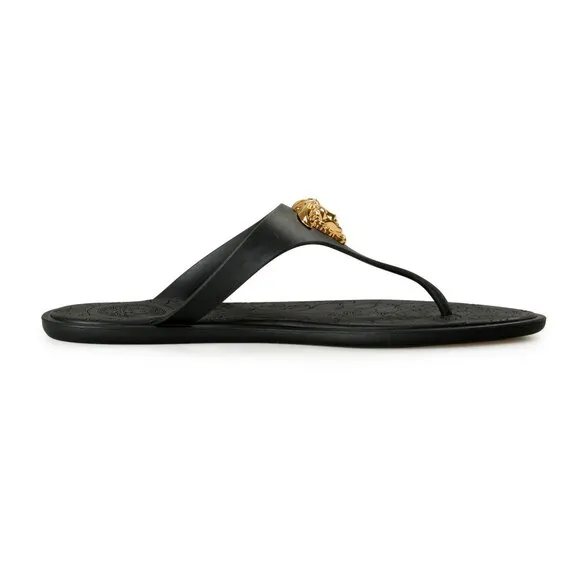 Versace Women's Gold Medusa Head Rubber Sandals Flip Flop Shoes US 5 IT 35