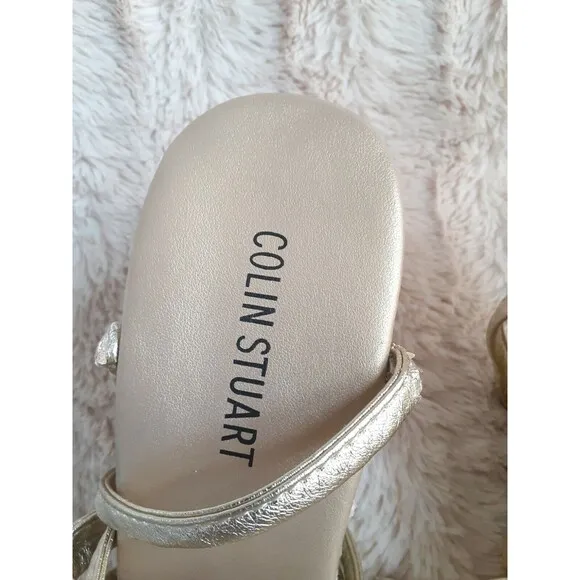 Victoria Secret Colin Stuart Gold Beige Lace Up Women Wedge Heels Size 9