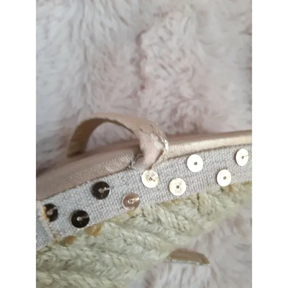 Victoria Secret Colin Stuart Gold Beige Lace Up Women Wedge Heels Size 9