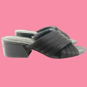 Vince Black Silk Leather Crossover Slides Sandals Mules Size 6