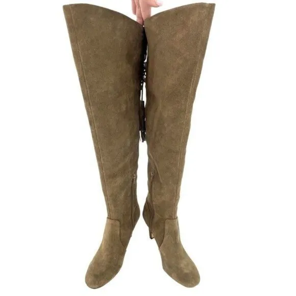 Vince Camuto Cherline Brown Suede Leather Over the Knee Boots SZ 6 New