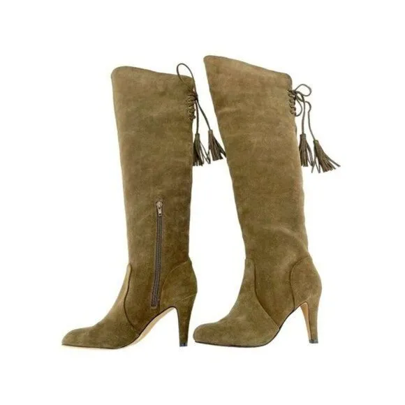 Vince Camuto Cherline Brown Suede Leather Over the Knee Boots SZ 6 New