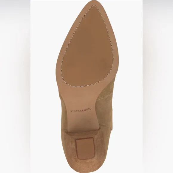 Vince Camuto Wide Calf Sewinny Ruched Knee High Tan Suede Boots NWT