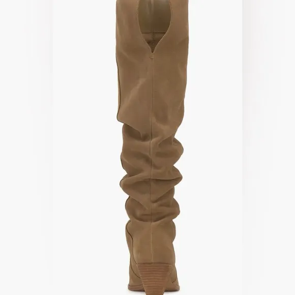 Vince Camuto Wide Calf Sewinny Ruched Knee High Tan Suede Boots NWT
