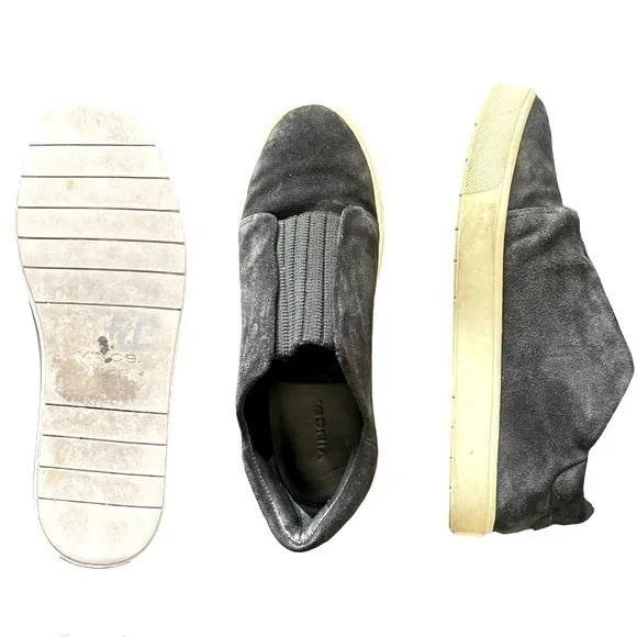 Vince Women Cantara Suede Slip-OnSneakers Dk Navy Blue Shoes Ribbed