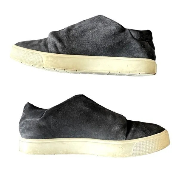 Vince Women Cantara Suede Slip-OnSneakers Dk Navy Blue Shoes Ribbed