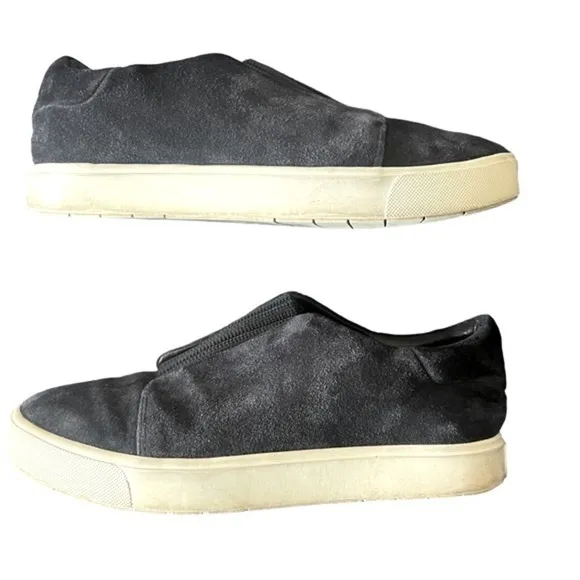 Vince Women Cantara Suede Slip-OnSneakers Dk Navy Blue Shoes Ribbed
