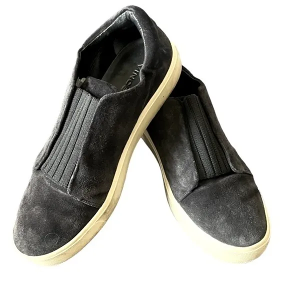 Vince Women Cantara Suede Slip-OnSneakers Dk Navy Blue Shoes Ribbed