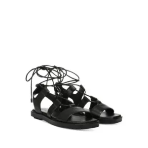 VINCE. Womens Black Rockwell Square Toe Platform Leather Sandals Shoes 7 M