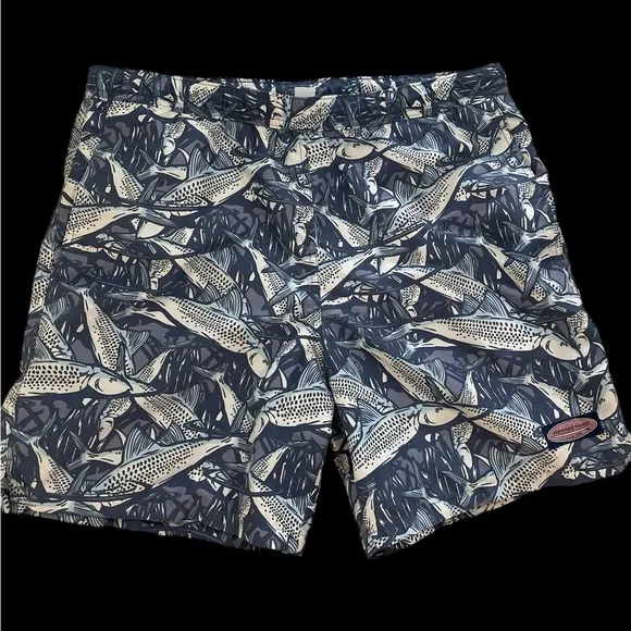 Vineyard Vines men’s navy blue fish swim shorts swim trunks bathing suit M