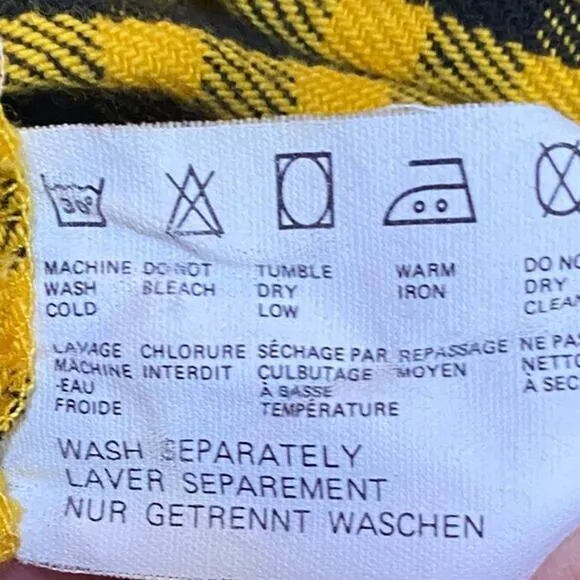 Vintage 90s Esprit Plaid Jumper Skirt Paperbag Cinched Waist Yellow Black XS