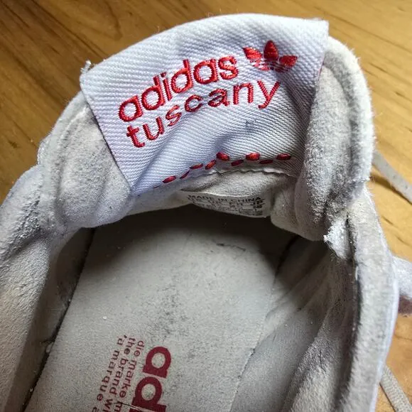 Vintage Adidas Tuscany Goodyear Trefoil Driving Racing Shoes White Red Sz 7 Mens