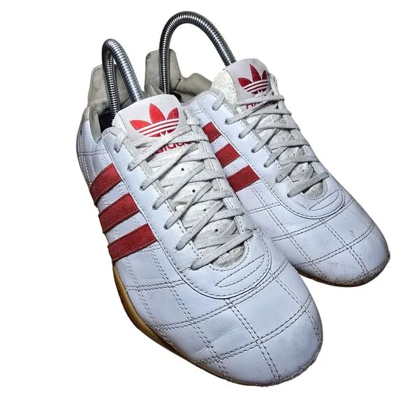Vintage Adidas Tuscany Goodyear Trefoil Driving Racing Shoes White Red Sz 7 Mens
