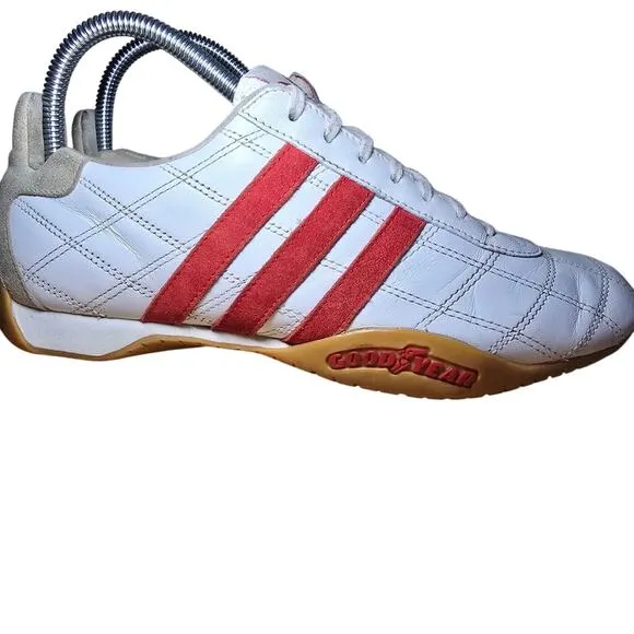 Vintage Adidas Tuscany Goodyear Trefoil Driving Racing Shoes White Red Sz 7 Mens