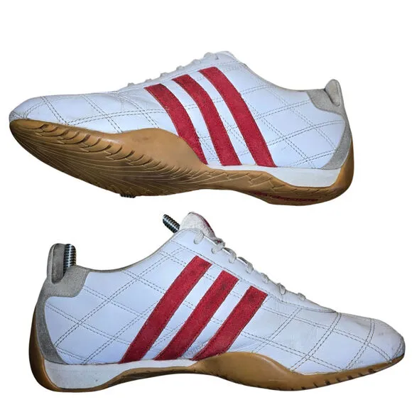 Vintage Adidas Tuscany Goodyear Trefoil Driving Racing Shoes White Red Sz 7 Mens
