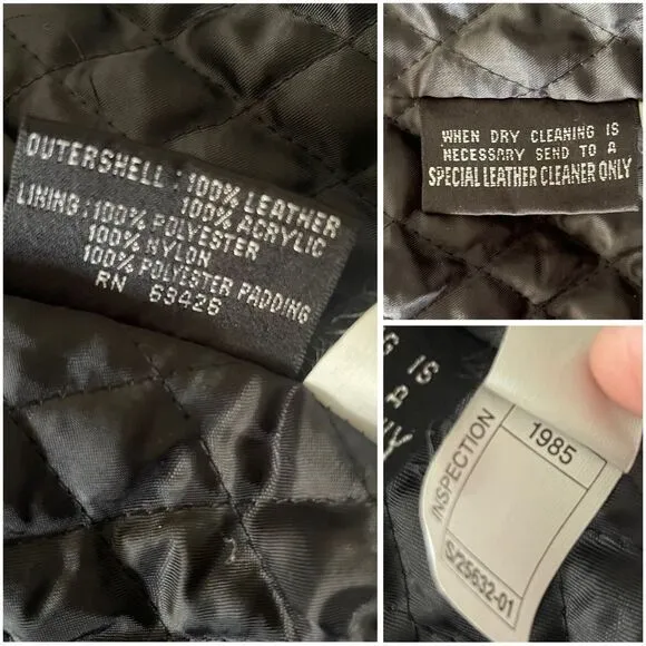 Vintage Black Leather Toggle Coat SZ MED w/ Faux Fur Hood - Gothic Y2K Style