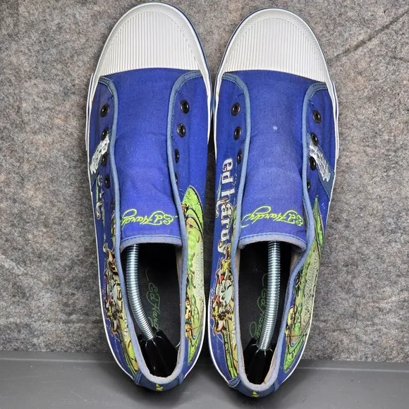 Vintage Ed Hardy Men's 13 Shoes Slip On No Lace Skull Love Sneakers Y2K