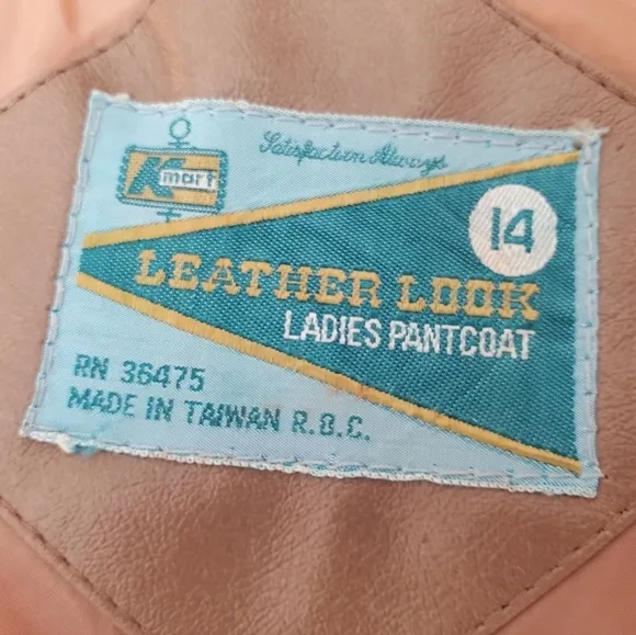 Vintage KMart | Camel 1970's - 80's Genuine Retro Faux Leather Ladies Pantcoat