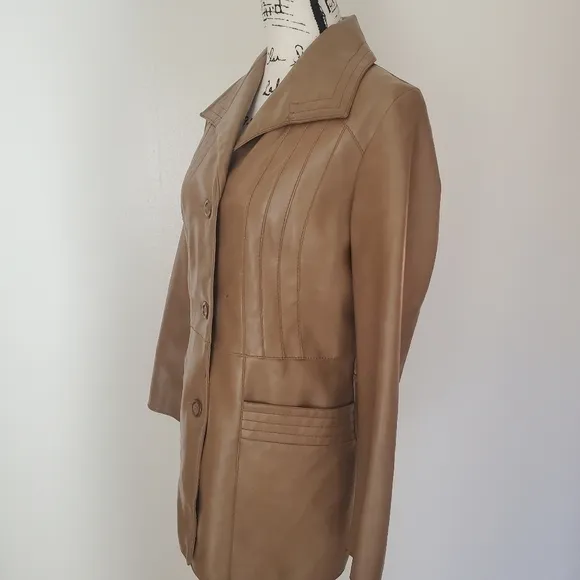 Vintage KMart | Camel 1970's - 80's Genuine Retro Faux Leather Ladies Pantcoat