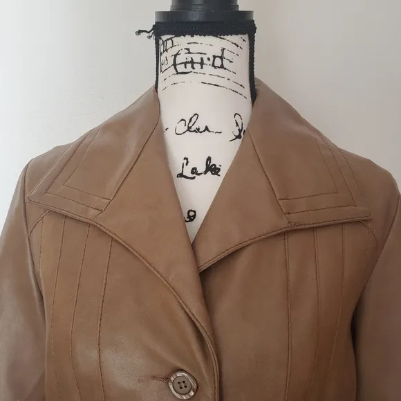 Vintage KMart | Camel 1970's - 80's Genuine Retro Faux Leather Ladies Pantcoat