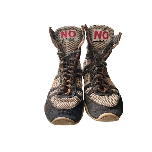 Vintage Mens NO Name High-Top Wrestling Shoes Size 38 Mesh &amp; Suede Material