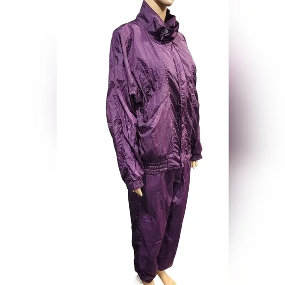 Vintage Pierre Cardin womens purple windbreaker jacket and pant set Sz Medium