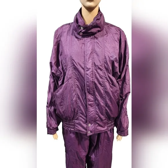 Vintage Pierre Cardin womens purple windbreaker jacket and pant set Sz Medium