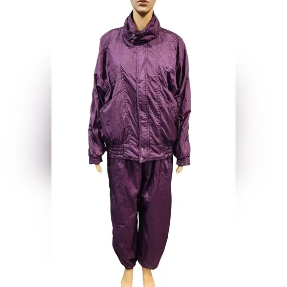Vintage Pierre Cardin womens purple windbreaker jacket and pant set Sz Medium