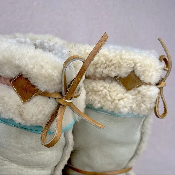 Vintage Tecnica Scandinavian Fur Boots-Women’s 8/38-Ivory/Pink/Brown-Vtg-Leather