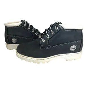Vintage Timberland Navy Blue Nubuck Leather Chukka Boots White Soles Size 7.5M