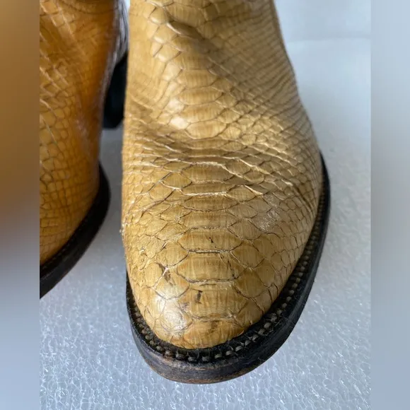 Vintage TONY LAMA Gold Label Snakeskin Brown Cowboy Boots Size 9 D Made in USA