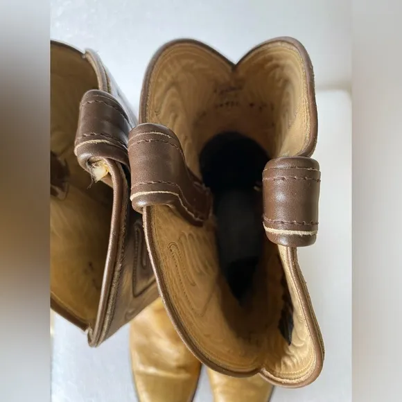 Vintage TONY LAMA Gold Label Snakeskin Brown Cowboy Boots Size 9 D Made in USA