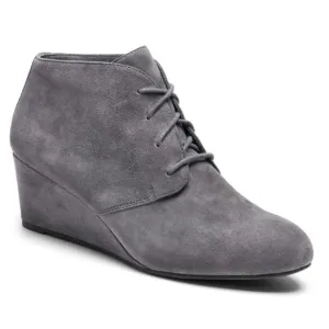VIONIC elevated becca suede wedge boot in gray size 6