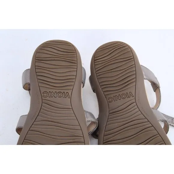 Vionic Jodie Sandals Metallic Strappy Women's Shoes Sz 8
