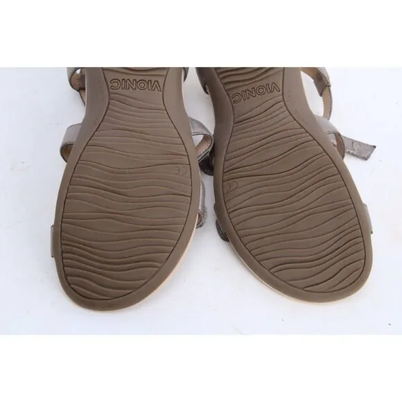 Vionic Jodie Sandals Metallic Strappy Women's Shoes Sz 8