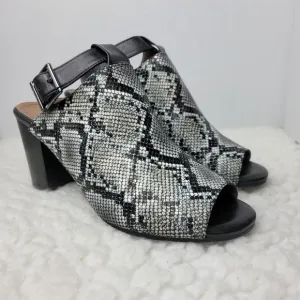 Vionic Kaia Womens Ankle Heel Shoes  Snake  Leather Strap Heels Sandals Sandal