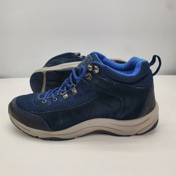Vionic Shoes Women's 7.5 Cypress Hiking Boots Suede Lace Up Blue