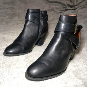 Vionic Trinity Black Block Heel Zip Ankle Bootie 6.5
